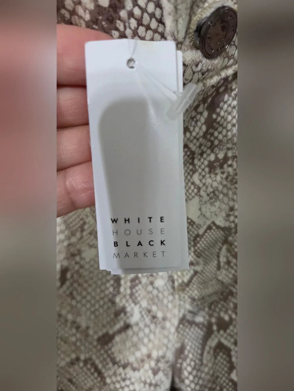 NWT White House Black Market Snake Print Skinny Pants - Taupe Size 2